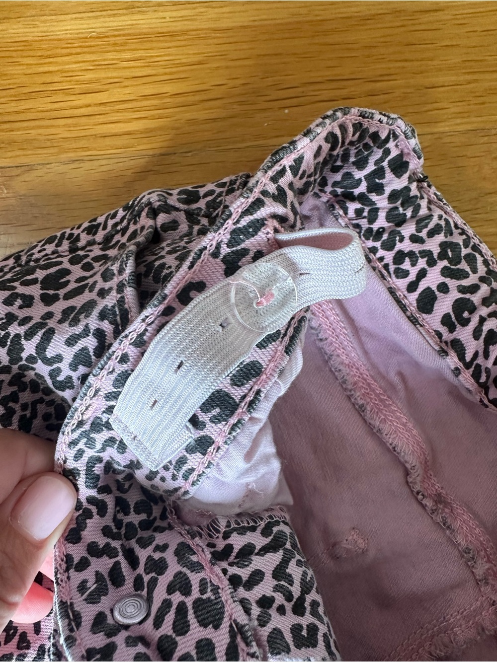 ZARA Girls Five Pockets Pink Leopard Skinny Jeans Size 11-12 Adjustable Waist - Picture 6 of 7